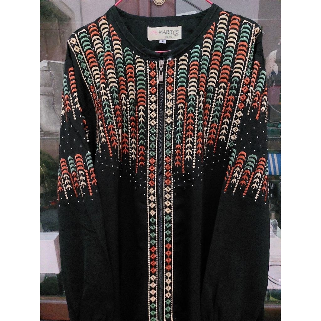 Abaya outer bordir jetblack