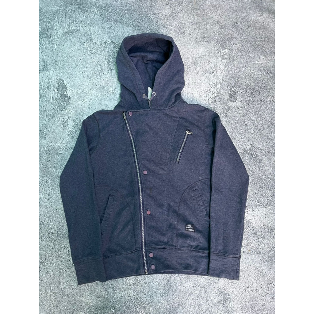CODES COMBINE ASYMETRICAL ZIPPER HOODIE