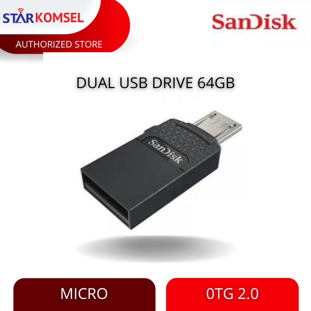 MEMORY OTG SANDISK 2.0 64GB ORIGINAL (FLASHDISK / OTG / MEMORI)