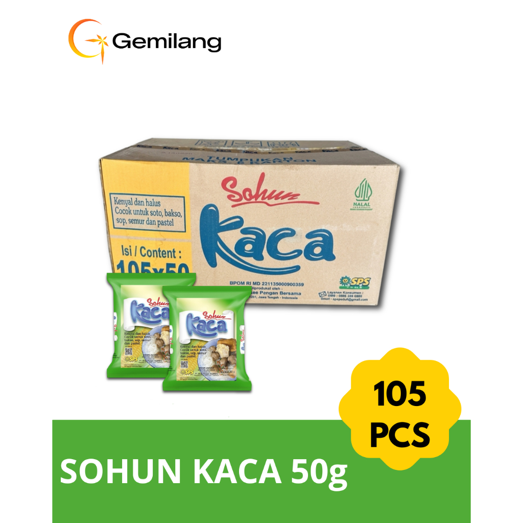 [DUS] Sohun Kaca 50gr - Mie Soun Jagung Kaca 1 Dus isi 105 pcs - Halal, Original, Kenyal, Halus