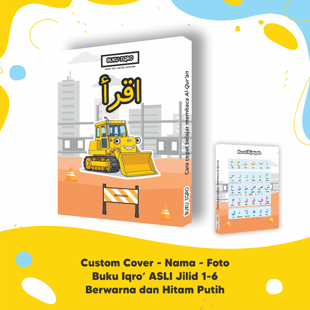 IQRO ANAK IQRO CUSTOM NAMA JILID 1 - 6 BENDEL BESAR IQRO WARNA