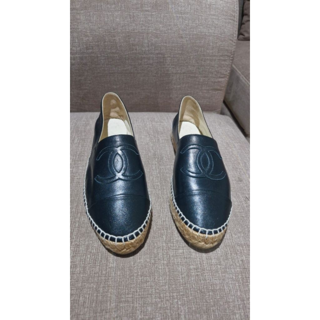 Chanel Espadrilles Lambskin Black Size 40 Insole 25-26 cm