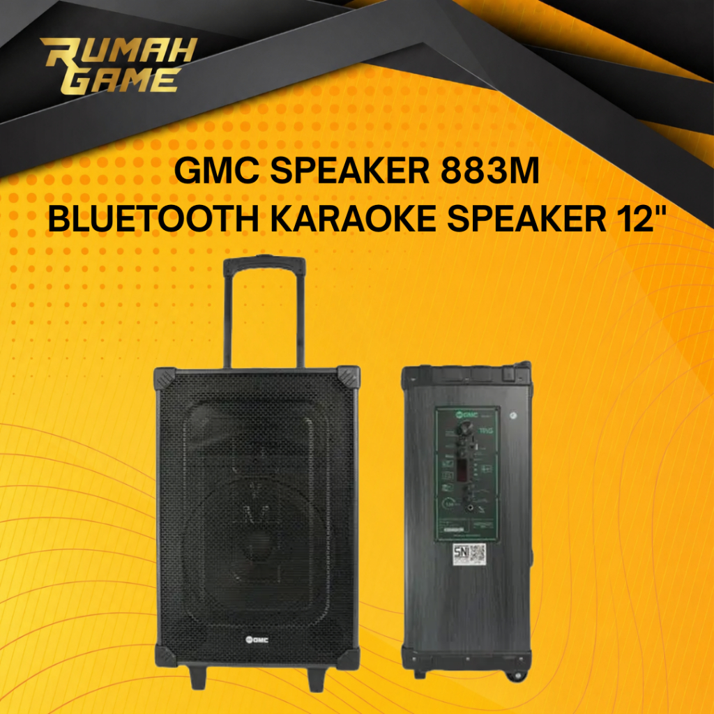 GMC Speaker 883M – Bluetooth Karaoke Speaker 12" – 130W, USB, SD, AV In, FM Radio, Karaoke Jack