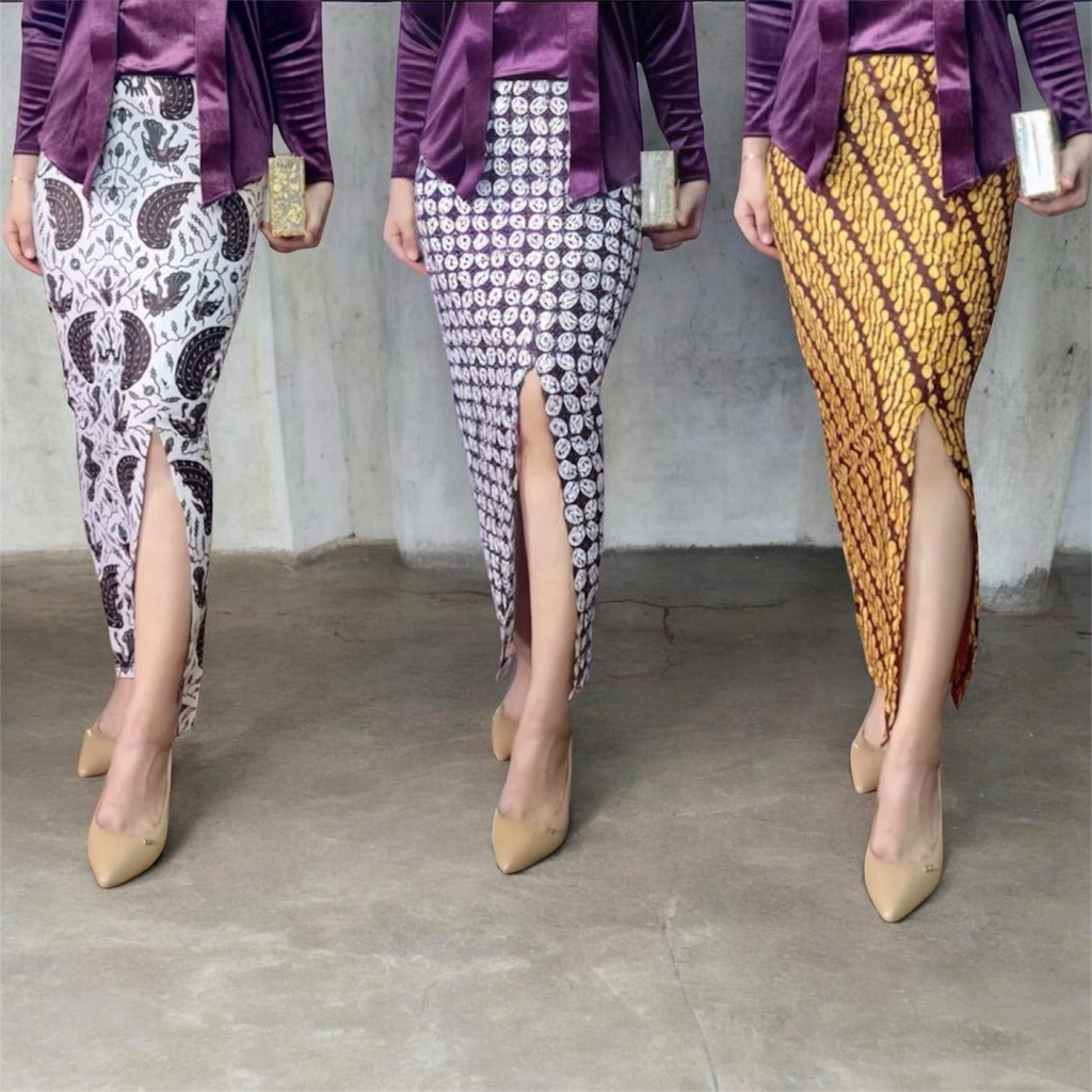 Rok Katun Span Belah Nyaman Elegan Rok Pramugari Span Batik