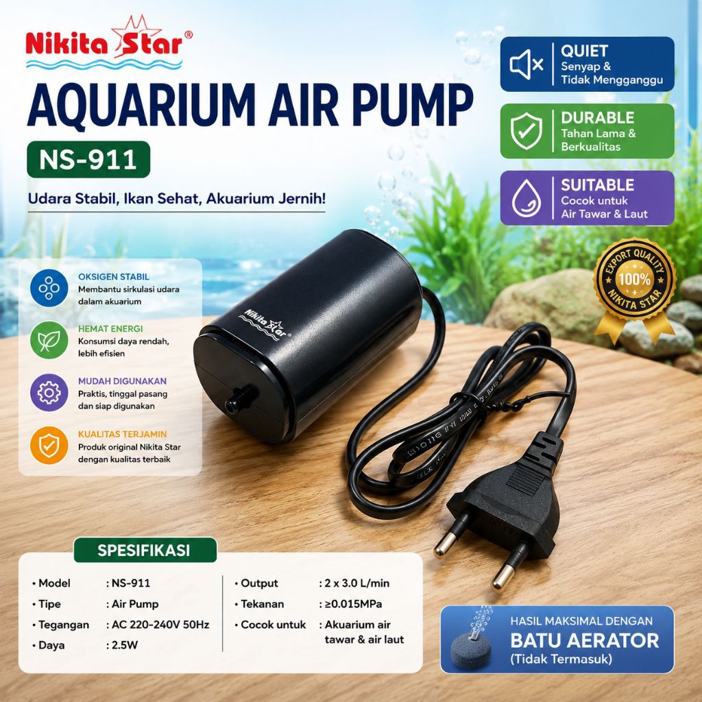 AIRPUMP NIKITA STAR NS 911 POMPA UDARA AERATOR AQUARIUM