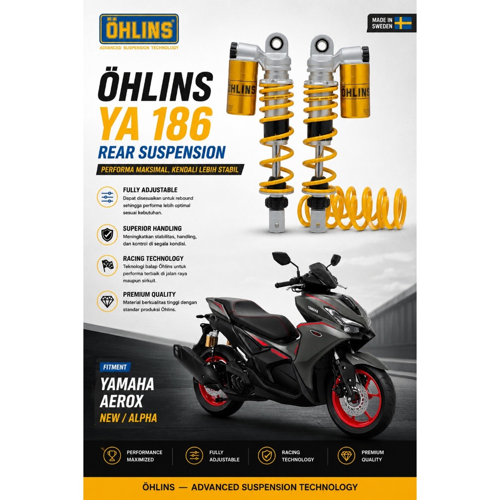 Shock Ohlins Aerox Old New Alpha Turbo Nmax New - YA186