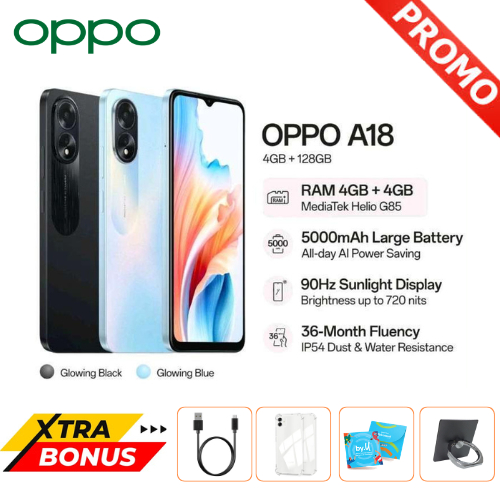 Oppo A18 4/128GB - Chipset MediaTek Helio G85 CPU Octa-core (2x2.0 GHz Cortex-A75 & 6x1.8 GHz Cortex