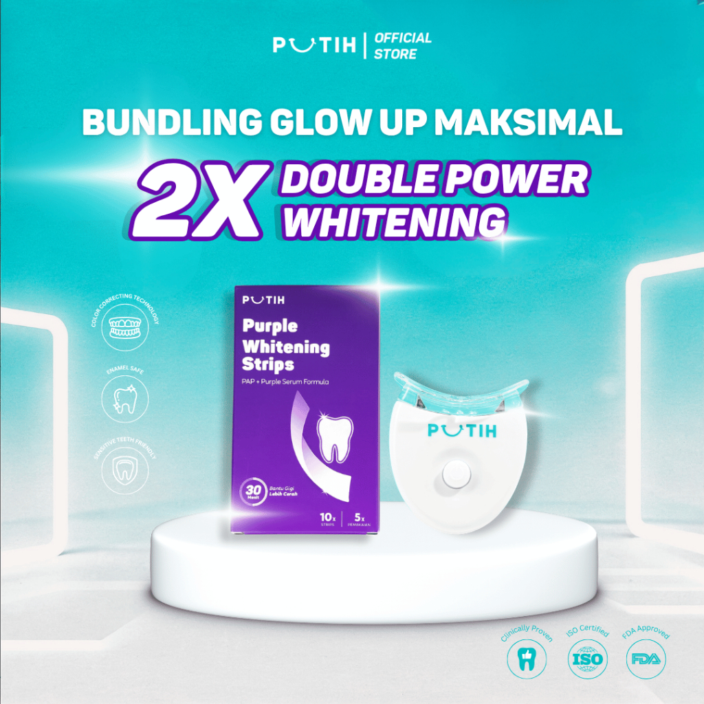 Bundling Glow Up Maksimal Purple Whitening Strips + Wireless Whitening Light