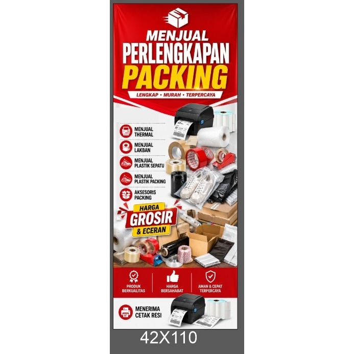 Banner / Spanduk Toko Packing Custom Design dan Ukuran