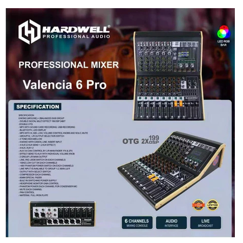 Hardwell Valencia 6 Pro Audio Mixer 6 Channel