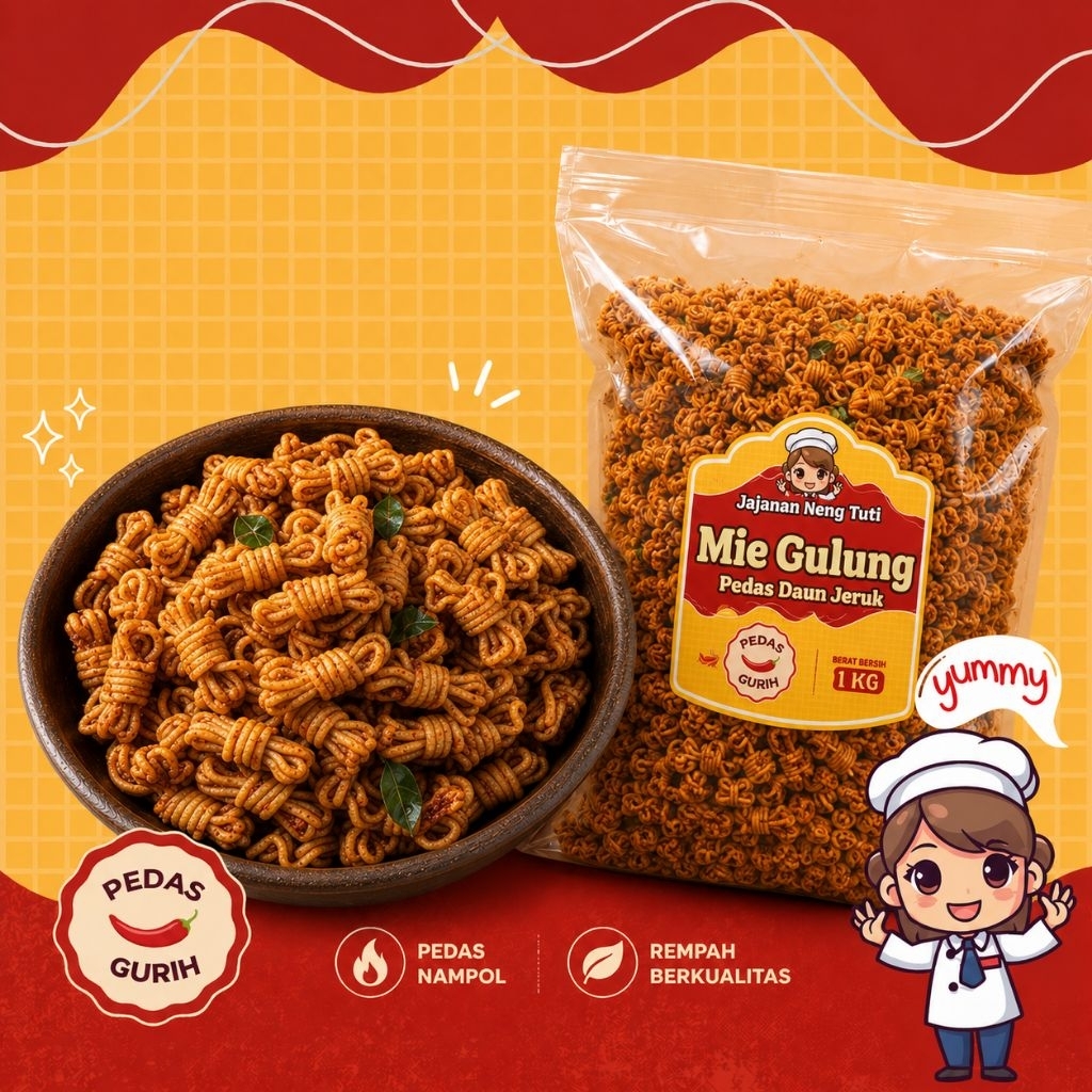 mie gulung pedas daun jeruk / mie gulung pedas daun jeruk / mie gulung viral