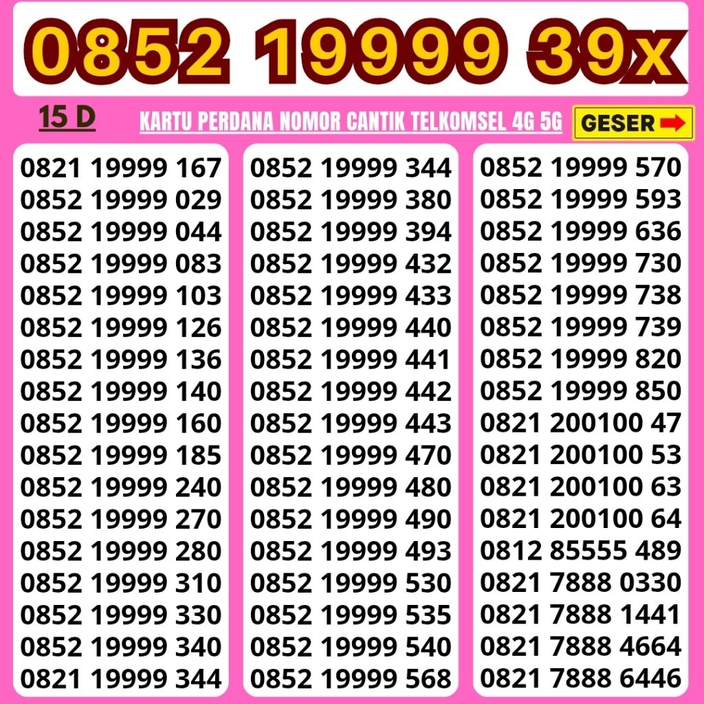 NOMOR CANTIK SIMPATI 11 digit 12digit TELKOMSEL 4G 5G NOCAN SIMPATI NOMER TELKOMSEL