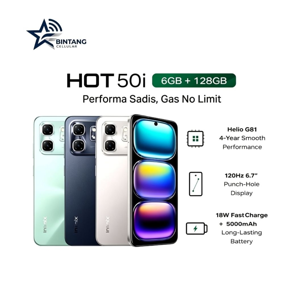 HP INFINIX HOT 50i  6/128 GB - INFINIX HOT 50i RAM 6GB ROM 128GB GARANSI RESMI