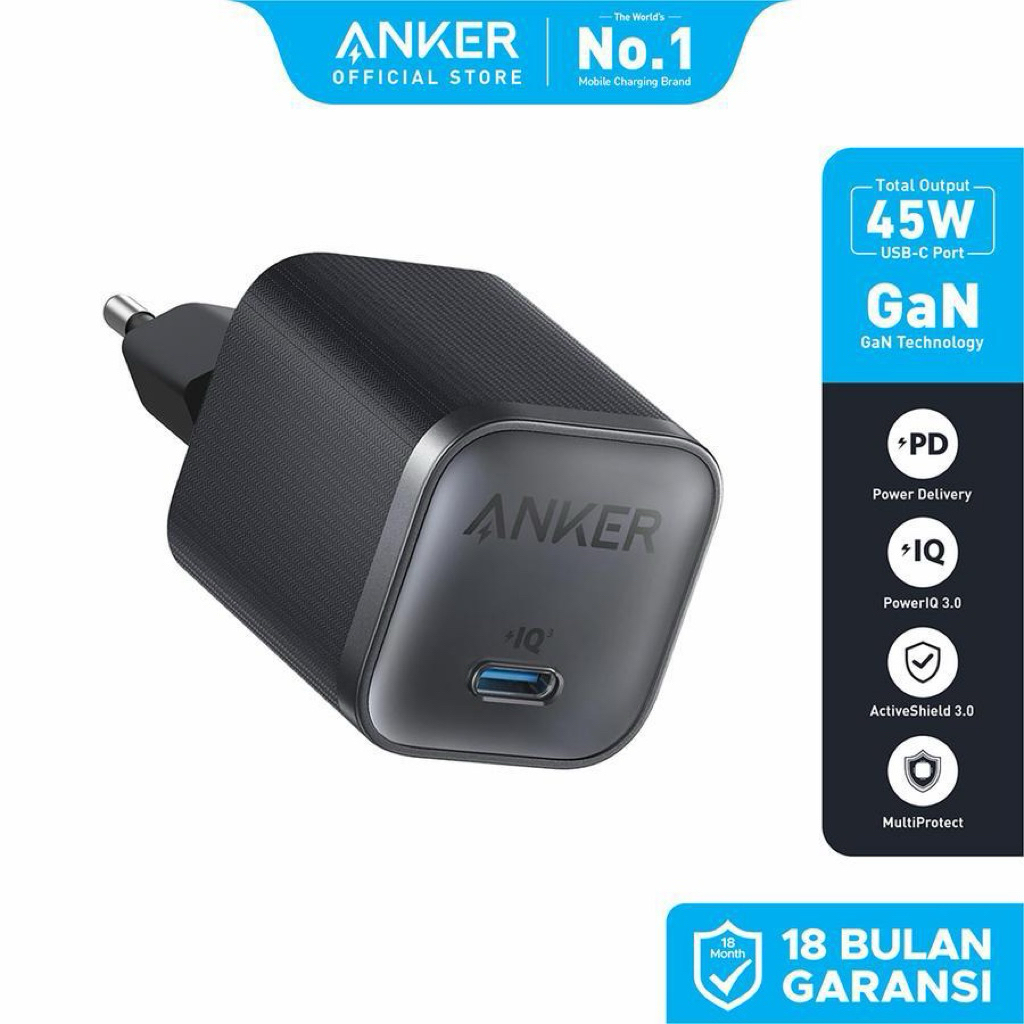 ANKER Adapter Charger 45W USB C Super Fast Charging Original 100%