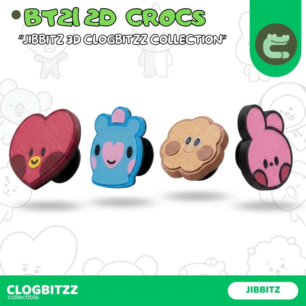 JIBBITZ crocs/clog karakter BT21 lucu & keren , clogbitzz collection - 3d print hiasan sendal clog /