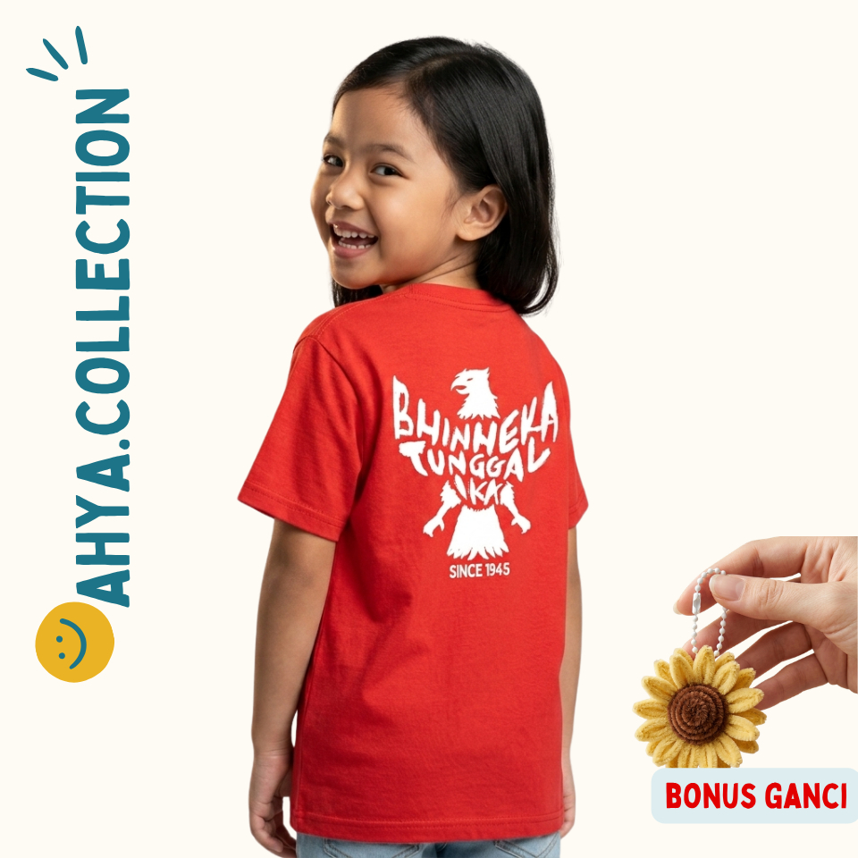 Kaos Atasan Anak Perempuan Baju Kemerdekaan Agustus Garuda Bhinneka Tunggal Ika Merah Putih Ahya Col