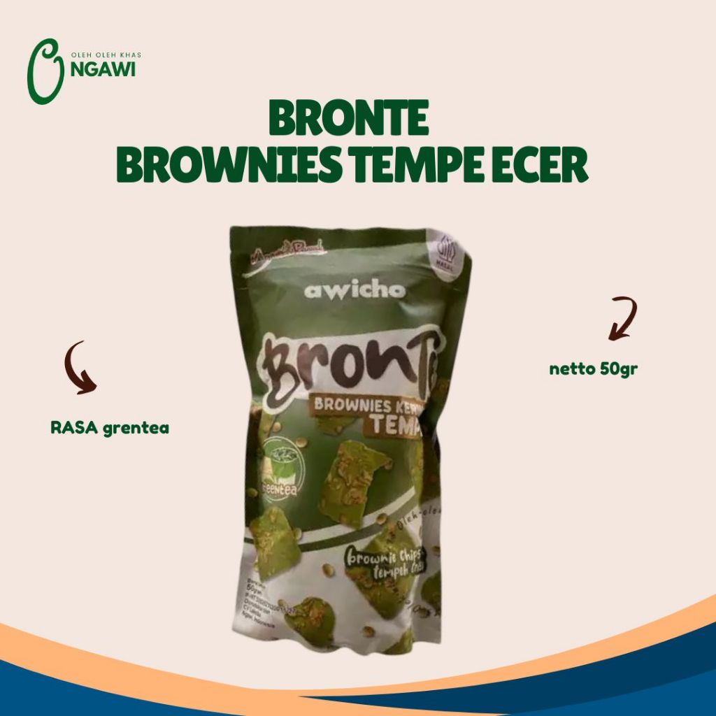 AWICHO Brownies Tempe kering, Bronte GREENTEA, Brownies Tempe Crispy, Oleh Oleh Ngawi, Jajanan Ngawi
