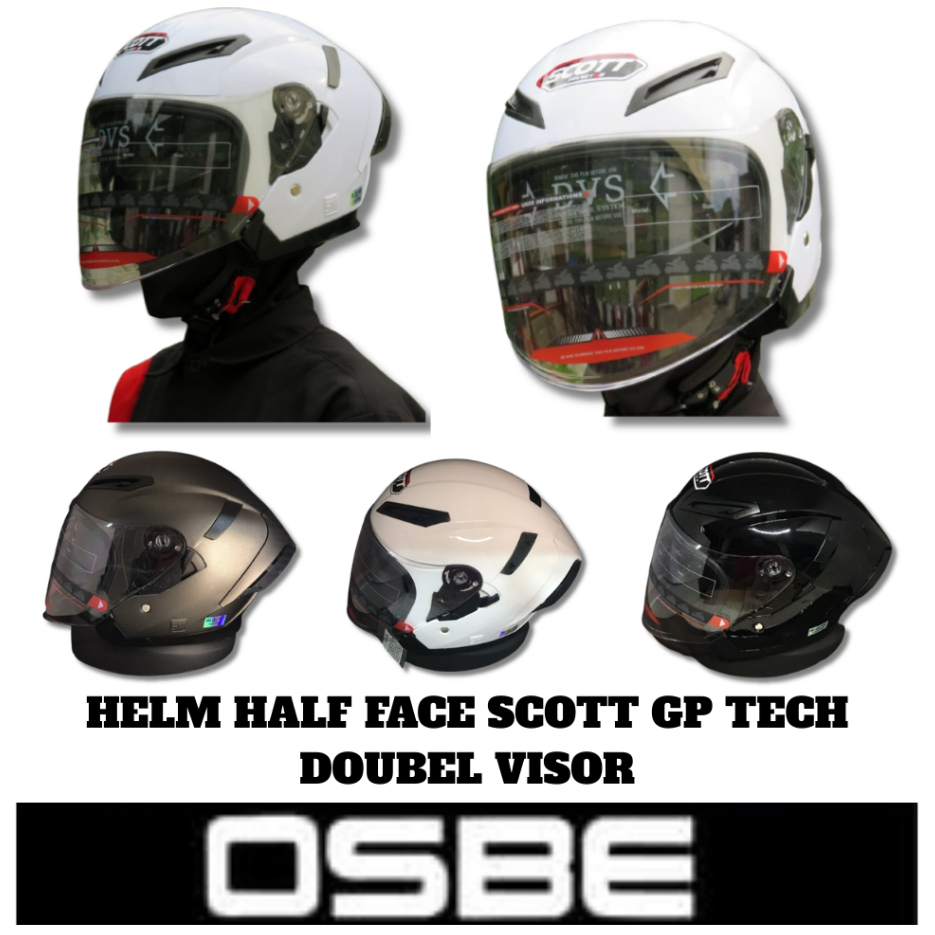 ( PROMO ) HELM HALF FACE / HELM SCOTT GP-TECH HELM HALF FACE DOUBLE VISOR SCOTT GP TECH NEW