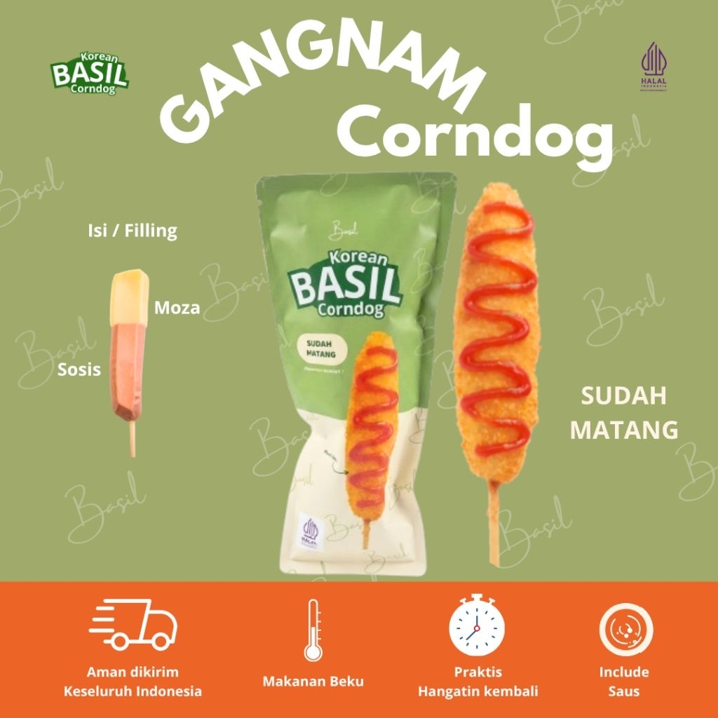 Corndog Sosis Moza BASIL Gangnam Corndog Frozen