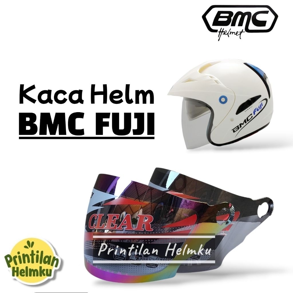 PRINTILANHELMKU Kaca Helm BMC FUJI Visor Helmet Bmc Fuji Pelangi Silver Bening Hitam