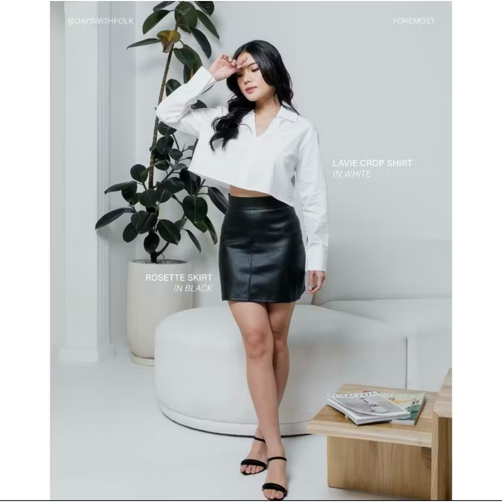 leather skort black