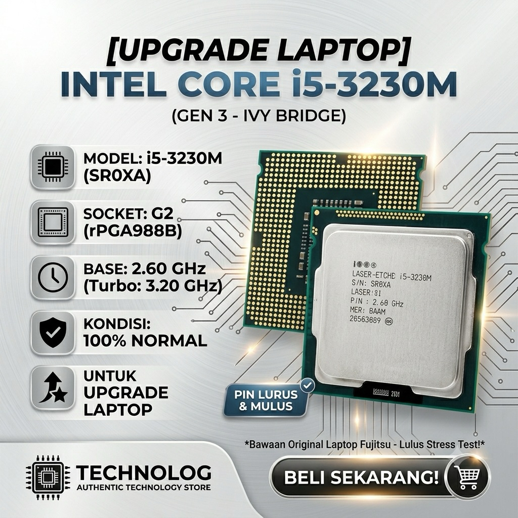[ UPGRADE LAPTOP ] Prosesor Intel Core i5 3230M (SR0XA) Gen 3 Socket G2 rPGA988B - Normal Processor 