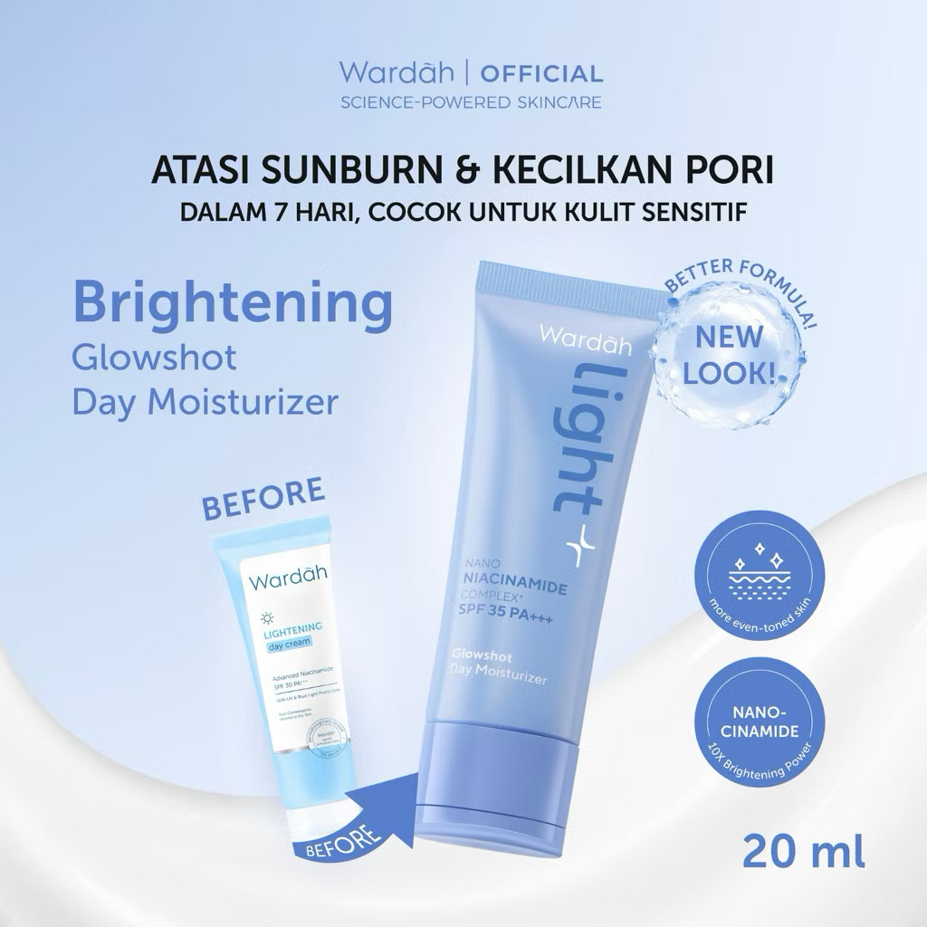 WARDAH LIGHTENING DAY CREAM / WARDAH LIGHT+ GLOWSHOT DAY MOISTURIZER / WARDAH LIGHT+ DAY MOISTURIZER