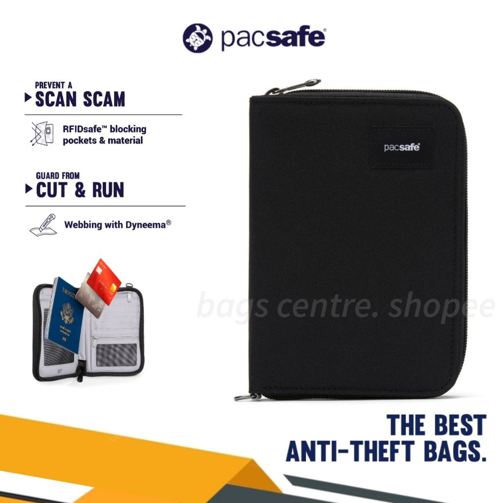 Pacsafe Dompet Lipat Ritsleting Anti-Theft Organizer RFID Security Features Passport