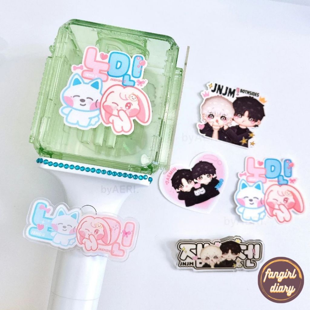 JNJM FANLIGHT RING & STICKER GLITTER JENO JAEMIN (STIKER NEOBONG NCT JNJM NOMIN LIGHTSTICK DECO ACRY