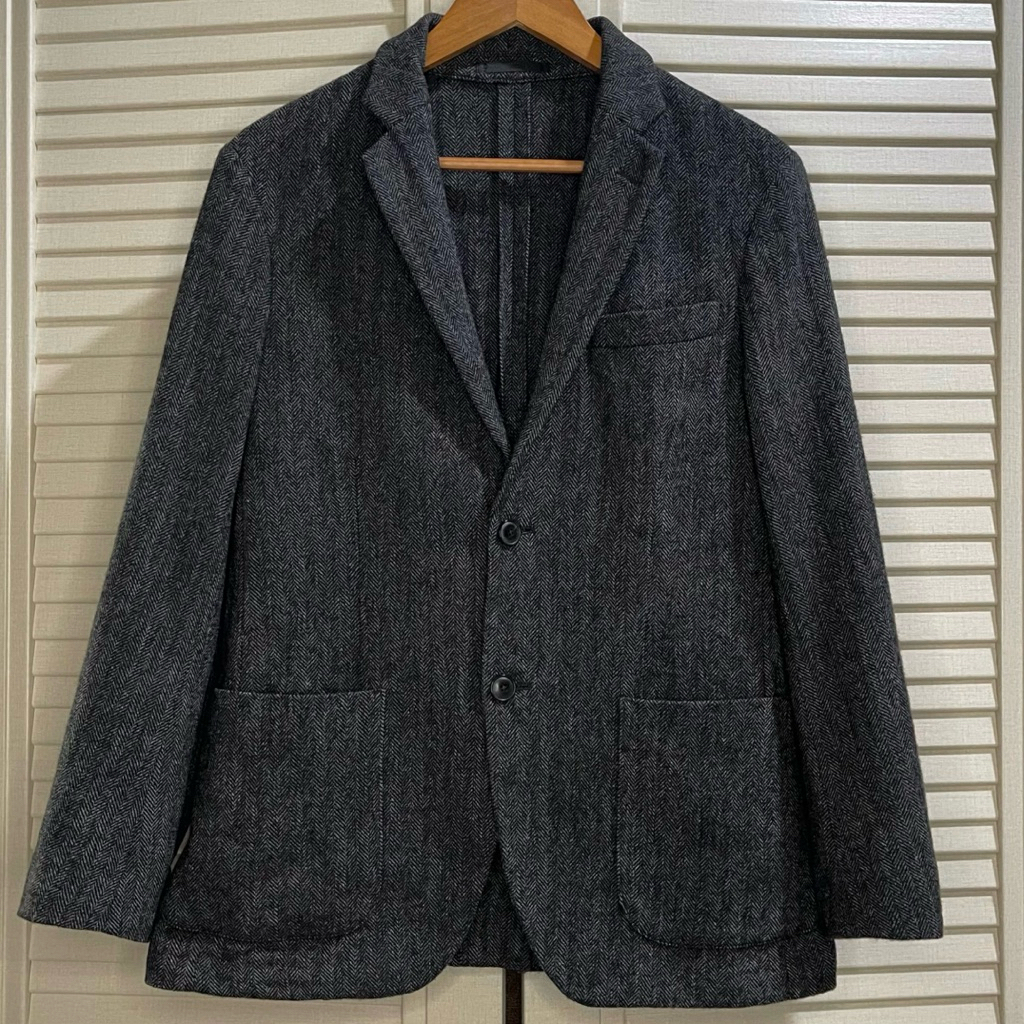Uniqlo - Herringbone Tweed Jacket / Blazer / Suit / Jas  - Gray - Size S fit M
