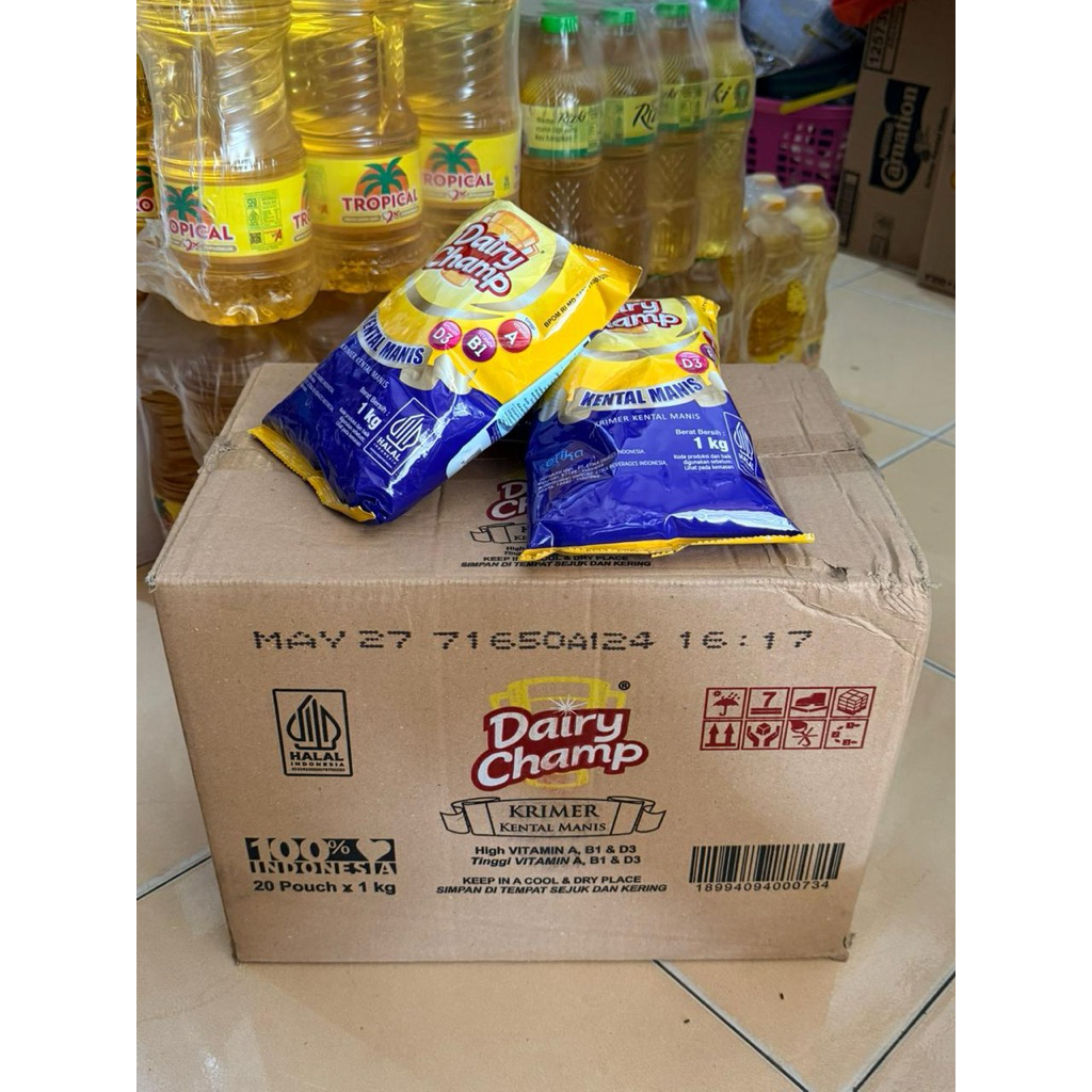Susu Kental Manis Dairy Champ 1 kg (1 DUS) isi 20 pcs- Lebih Kental, Lebih Manis, Lebih Murah