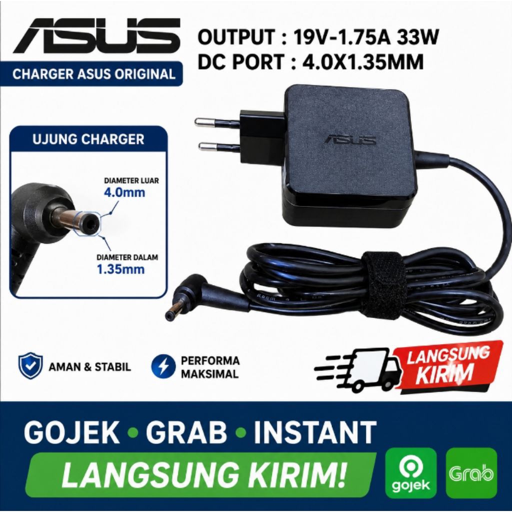 Cas Laptop ASUS X200CA X201E Original 19V 1.75A 33W Pin 4.0x1.35mm