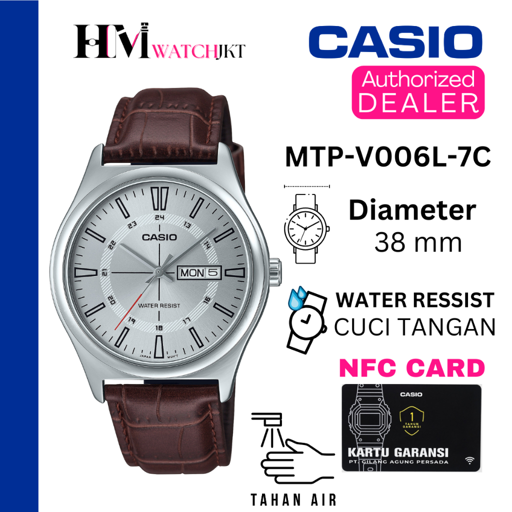 CASIO MTP-V006L-7CUDF Jam Tangan Pria Original Analog Kulit Antiair MTP-V006L-7C MTP-V006