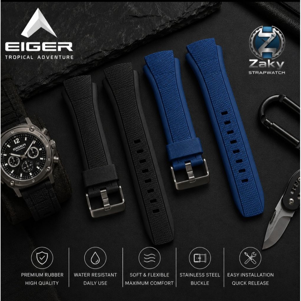 Strap Tali Jam Tangan EIGER IYW101 IYW-101 LS0101 LS-0101 LS-101,Rubber Strap Premium