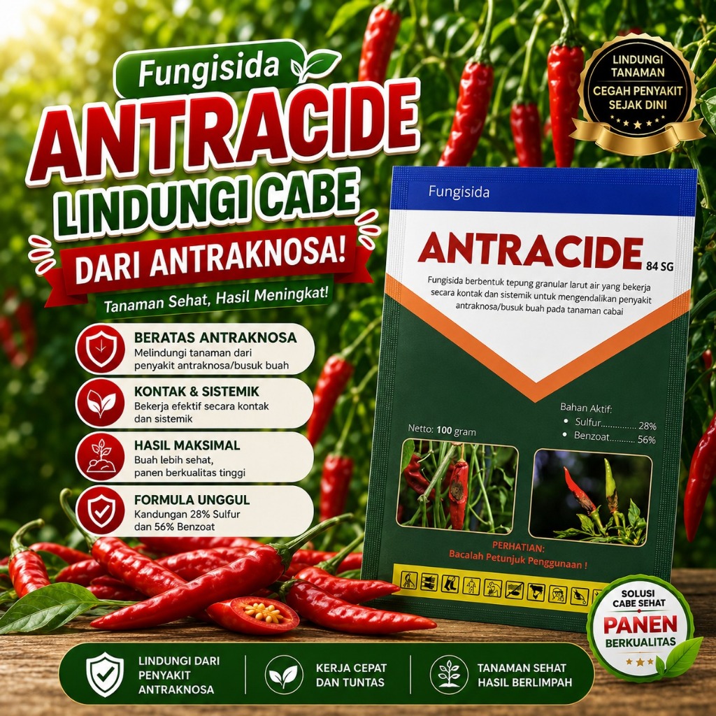 ANTRACIDE 84 SG 100 gram Fungisida Antraknosa / Patek / Cacar / Busuk Buah