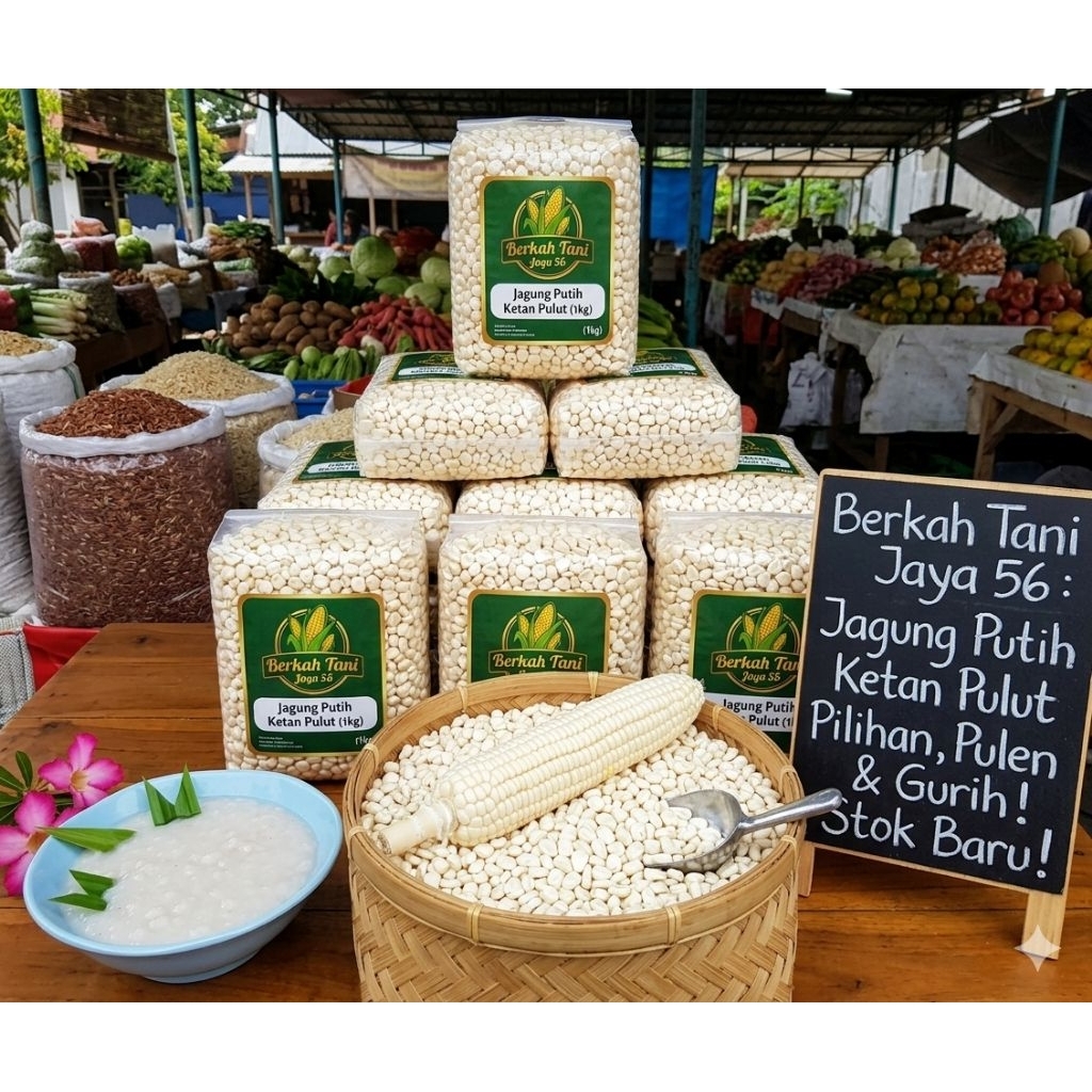 1kg JAGUNG PUTIH KETAN PULUT kering MENTAH Bahan bubur dan nasi jagung