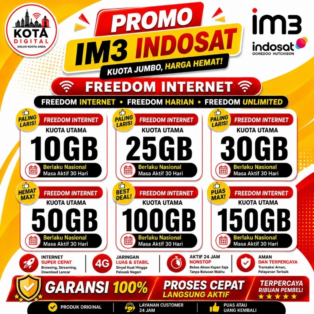 PROMO INDOSAT TERMURAH Paket Data Indosat Kuota Harian Bulanan Aktivasi Cepat