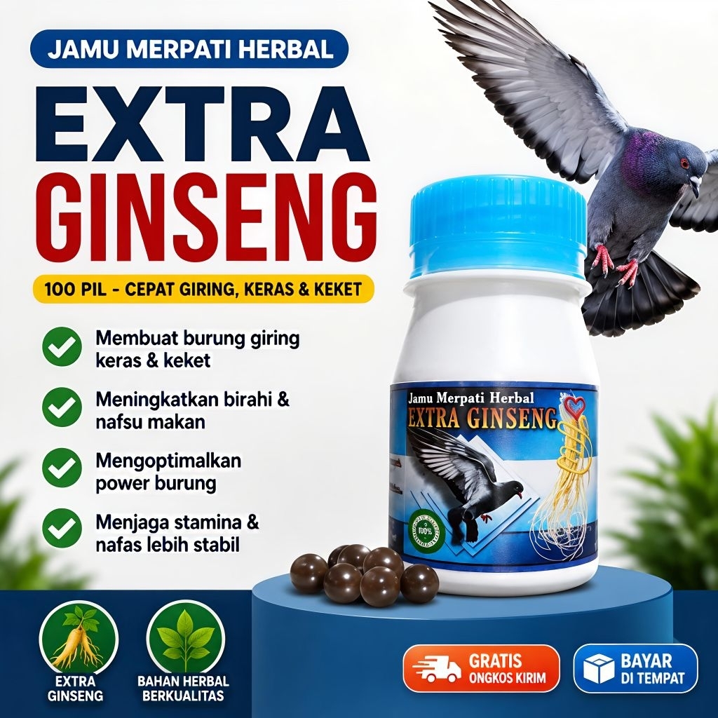 EXTRA GINSENG 100 Pil Cepat Giring Keket Keras dalam 2 hari untuk merpati kolongdan balap  los door 