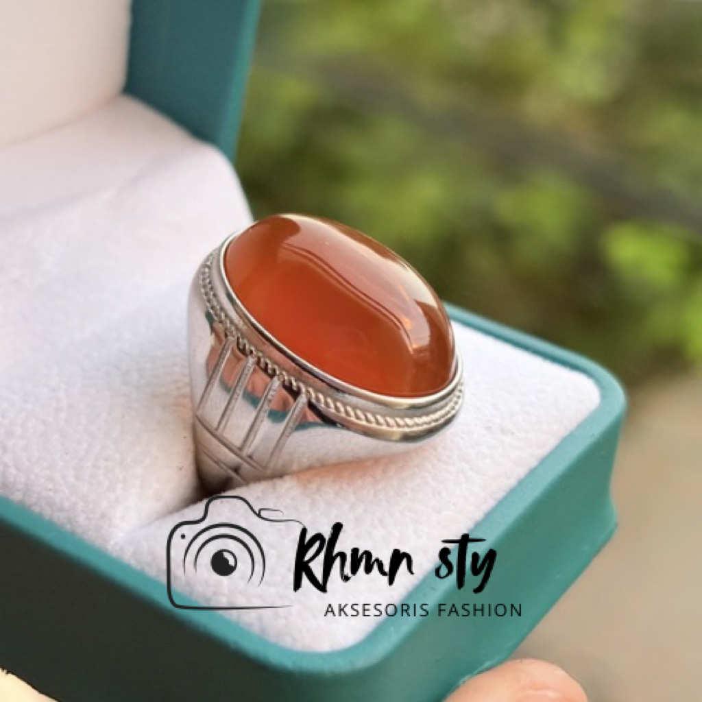 cincin Batu akik solar coklat jumbo 18*25