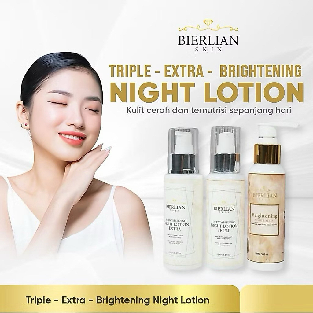 BIERLIAN Night Lotion Triple/Ungu & Night Lotion Extra Whitening & Night Lotion Brightening 100ml OR
