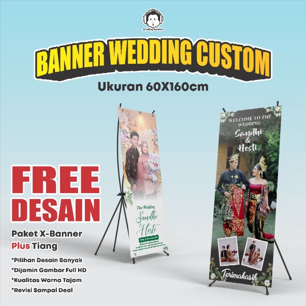 BANNER WEDDING CUSTOM | X BANNER | BANNER PERNIKAHAN | GRATIS DESAIN