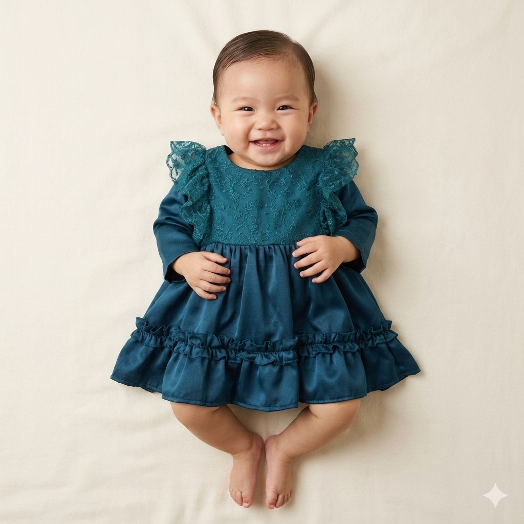 Shema Shemi - OBRAL Dress Pesta Anak Perempuan Emerald Green - Gaun Anak Renda Bordir Mewah Premium