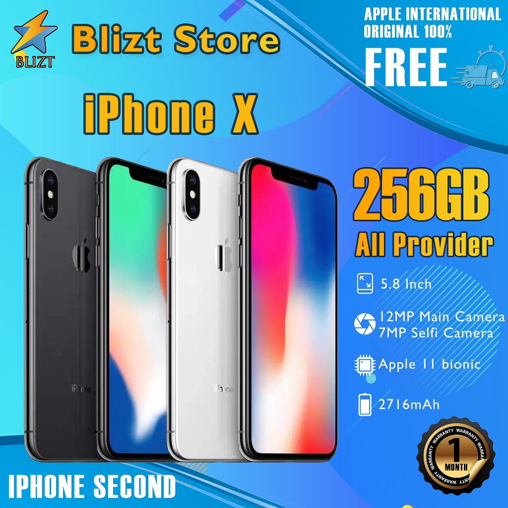 iPhone X 256GB Second Original 5.8" OLED FullSet Perfect Condition Mulus Normal Like New Phone
