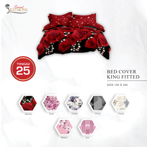 Illusions - Bed Cover Set King 180x200 Tinggi 20 & Tinggi 25 Fitted "Live"