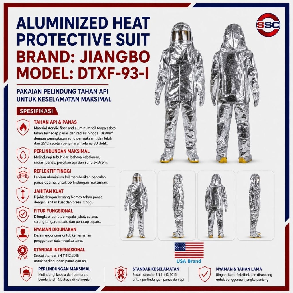 Fireman Suit Baju Tahan Panas / Baju Alumunium Aluminized Certificate Ori