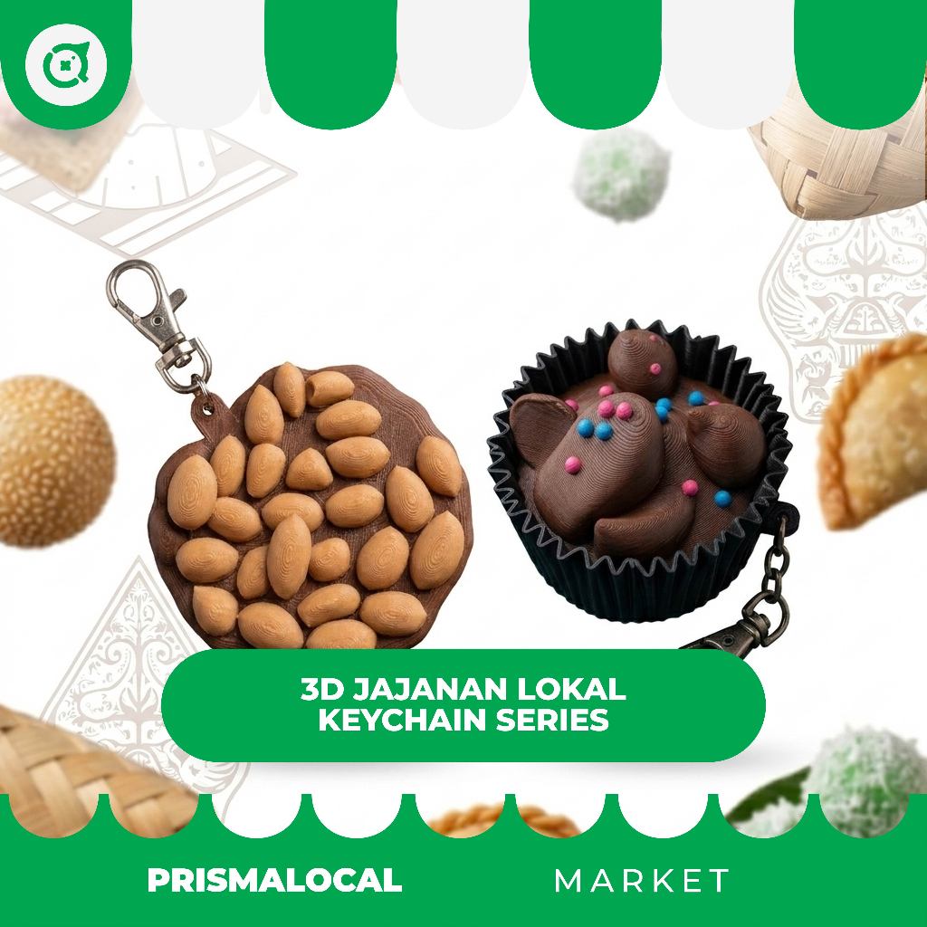 Gantungan Kunci Jajanan Pasar Ampyang Kacang Coklat Kacang 3D Keycaps Artisan Aksesoris Tas Unik Sou