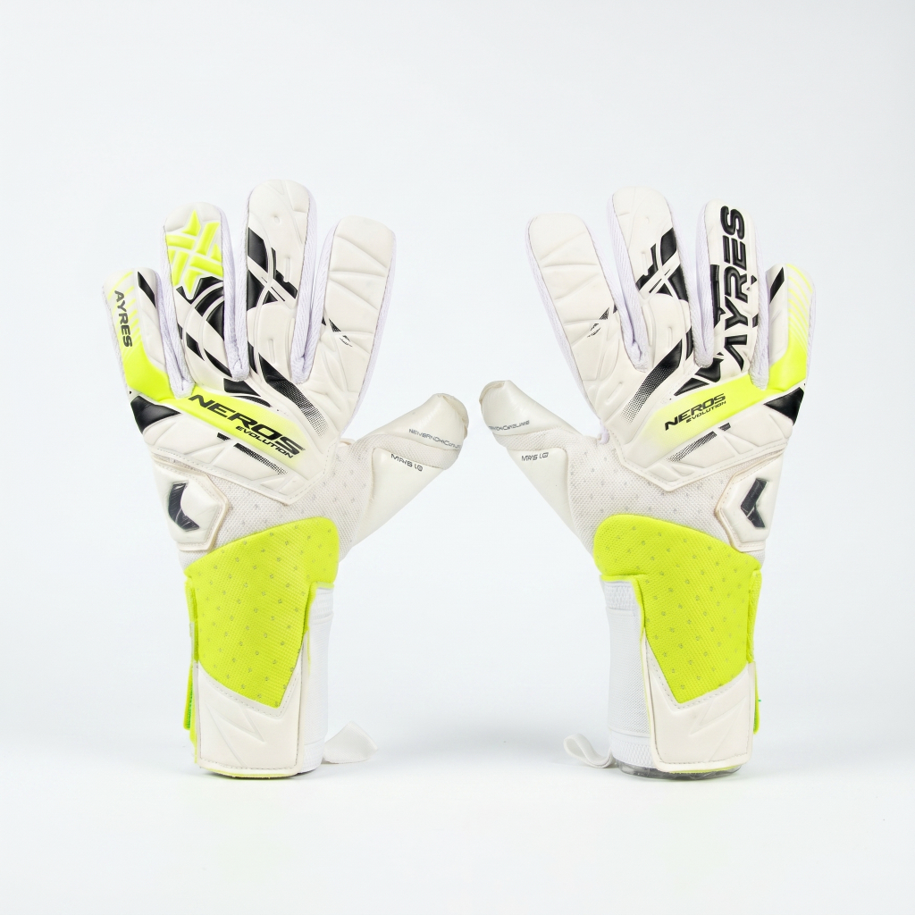 AYRES NEROS EVOLUTION 2.0 White Green Negative Cut Sarung tangan Kiper Gloves MWG Contact Latex