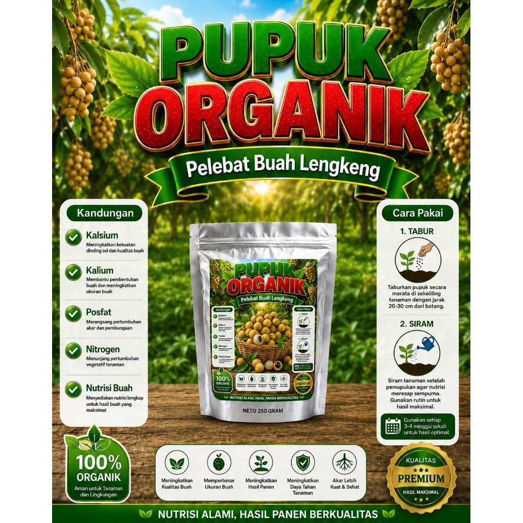 Pupuk Pelebat Buah Lengkeng Nutrisi Tanaman Lengkap Bosster 250 gram