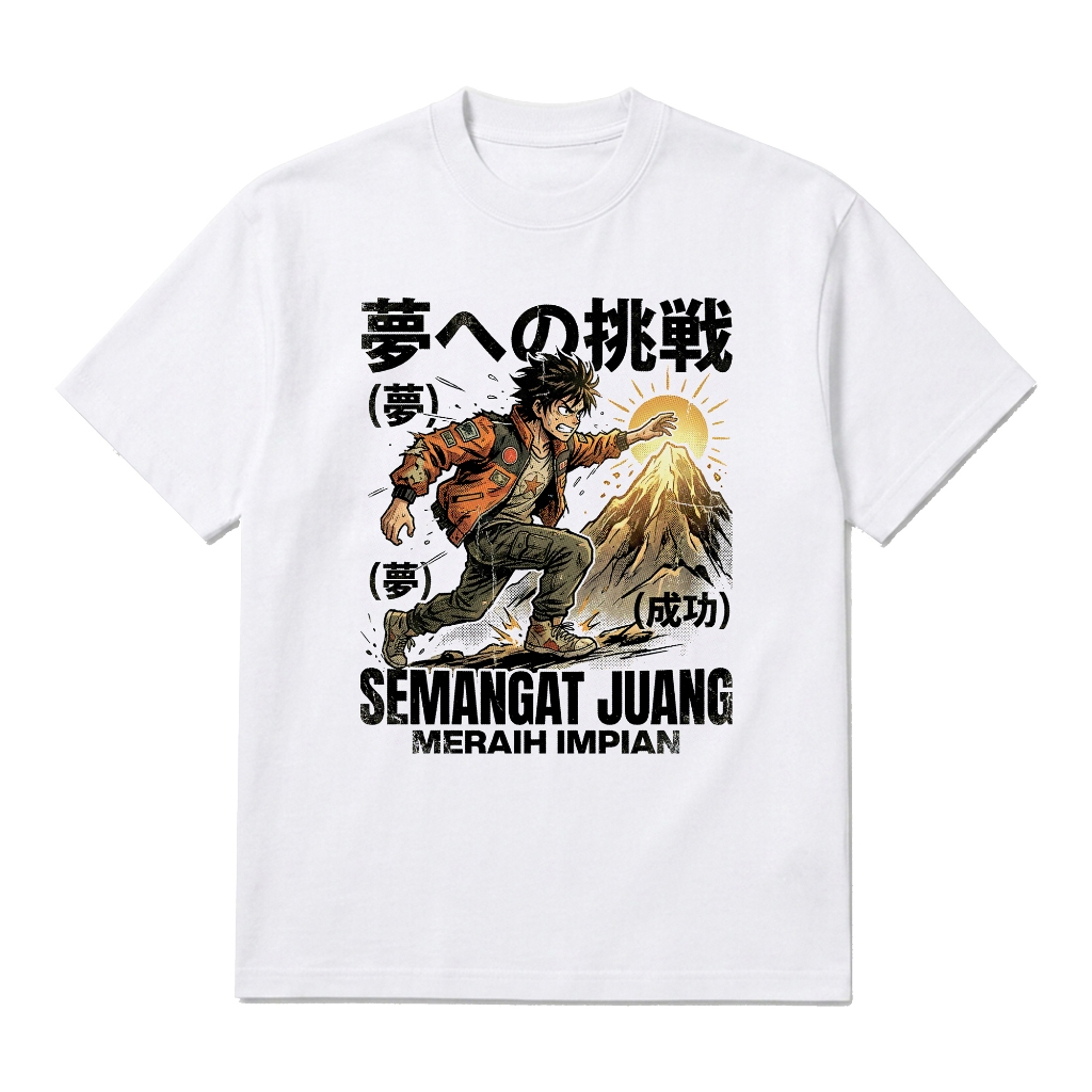 Saubhagya Kaos Anime Vintage 90s Bootleg Semangat Juang Regular Fit Putih
