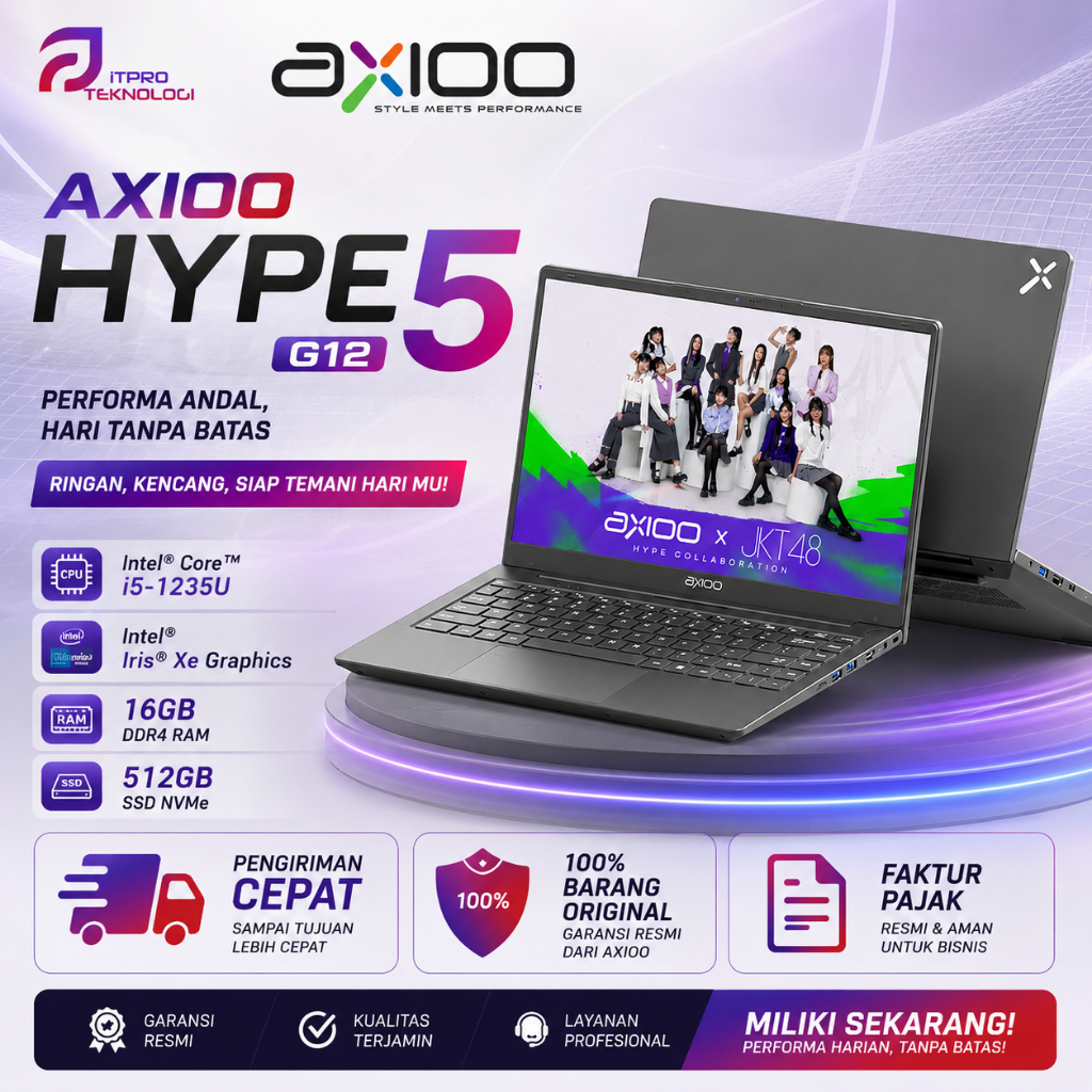 AXIOO HYPE 5 G12 Core I5 1235 16GB 512GB 14" FHD IPS DOS